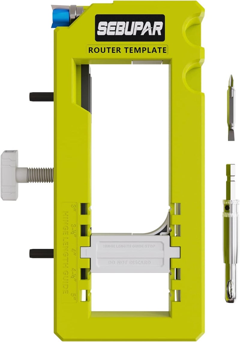 Sebupar Door Hinge Jig, Door Hinge Mortiser, Router Template Fits for Door Hinges from 3” to 5” Length and Types of Square, Radius 1/4” or Radius 5/8”. - Image 1
